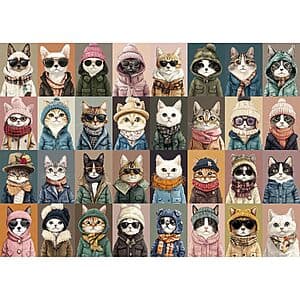 1000-Pc Cat or Dog Avatar Faces Jigsaw Puzzle (19.7" x 27.6") $8.50
