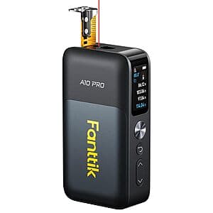 Fanttik A10 Pro 2-in-1 digital laser tape measure with retractable physical tape, displayed against a neutral background.