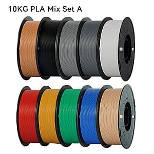 10-Pk 1kg 1.75mm KINGROON PLA 3D Printer Filament (Mixed Colors) $63.05 + Free S&H