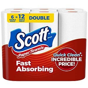 6-Count Scott Paper Towels Choose-A-Sheet Double Rolls (108 Sheets) $6.50 w/ Subscribe & Save