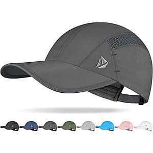 YANIKY Quick-Dry Running Hat in baseball cap style with lightweight breathable mesh fabric and UPF 50+ protection, available in multiple colors.