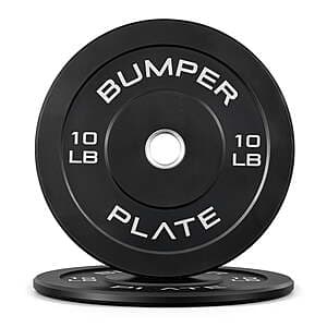 2-Count 10-Lb Cap Barbell Olympic Rubber Bumper Plates (Black/White) $15 & More