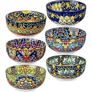 6-Pc 28-Oz vancasso Bohemian Style Ceramic Soup Bowls $21.80 + Free S&H