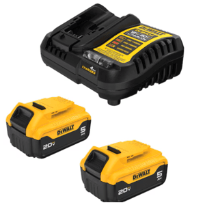 2-Pack DeWALT 20V MAX 5 Ah Lithium-ion Batteries w/ 4 Amp Charger $99 or less + Free Shipping on $150+