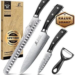 4-Piece CoquusAid German Steel Kitchen Knife Set $17.50