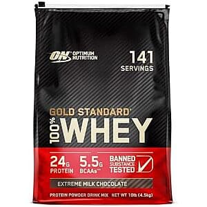 10-Lb Optimum Nutrition Gold 100% Whey Protein Powder (Extreme Milk Chocolate) $90.95 w/ Subscribe & Save
