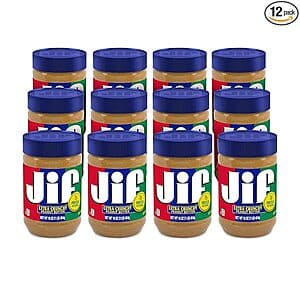 Select Accounts: 12-Pack 16-Oz Jif Extra Crunchy Peanut Butter $16.45 w/ Subscribe & Save