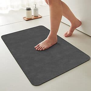 TYUU Faux Suede Non Slip Thin Bath Mat (16" x 24", Dark Grey) $5.60