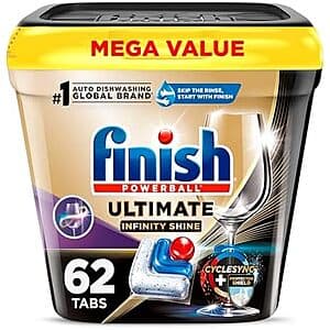 62-ct Finish Ultimate Infinity Shine Dishwasher Pods $12.90 w/ Subscribe & Save