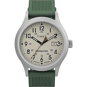 Timex Men's Expedition Scout Analog 40mm Watch (Green/Natural/IP Steel) $23