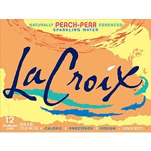 12-Pack 12-Oz LaCroix Naturally Sparkling Water (Peach-Pear) $3.60
