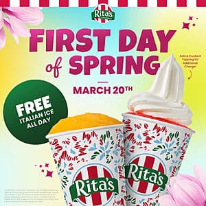 Rita's Italian Ice Offer: 6oz. Rita's Italian Signature Ice Dessert Free to Claim (Valid 3/20 Only)