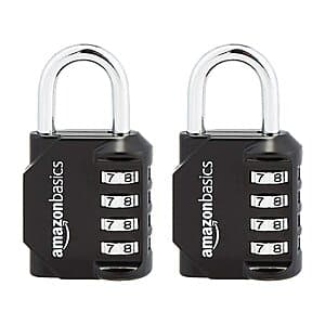 2-Pack Amazon Basics 4-Digit Combination Padlock (Black) $5.95