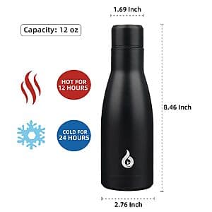 12-Oz BJPKPK Reusable Insulated Stainless Steel Water Bottle (Midnight Black) $7.15