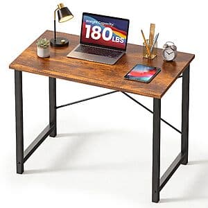 32" DUMOS Compact Writing/Computer Desk (Rustic/Wood Brown) $20
