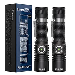 Prime Members: 2-Pk Banral K518 USB-C Rechargeable EDC Pocket LED Flashlight $9.20 + Free S&H