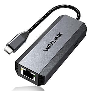 WAVLINK USB C / Thunderbolt to 2.5Gbps Ethernet Adapter w/ 95W PD $13