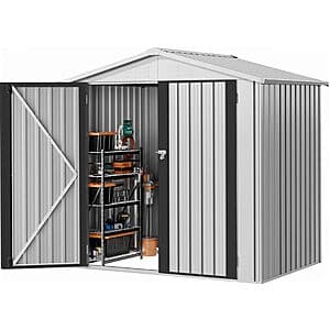 DWVO 6'x4' Lockable Outdoor Storage Shed (white) $144 + Free S&H