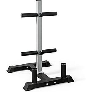 CAP Barbell Olympic Bumper Plate Tree Rack w/ 2 Plate Holders & 2 Bar Holders $49 + Free S&H