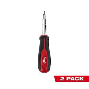 2-Pack Milwaukee 11-in-1 Multi-Tip Screwdriver w/ Square Drive Bits $12.90 + Free Store Pickup