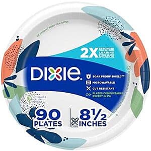 90-Ct 8.5" Dixie Microwavable Soak-Proof Paper Plates $5.20 w/ S&S