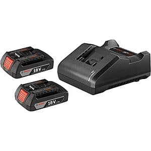 Bosch 18V Starter Kit w/ 2x 1.5 Ah Slimpack Batteries & Battery Charger $30