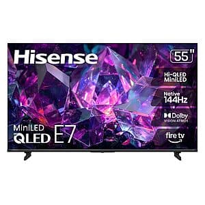 55" Hisense E7 Hi-QLED Mini-LED 4K 144Hz Fire TV (2026) $450 + Free S&H
