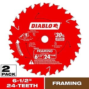 Select Stores: 2-Pack Diablo 6-1/2" or 7-1/4" 24-Tooth Framing Circular Saw Blades $3.30 (In-Store Purchase Only)