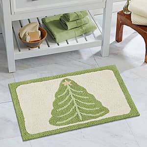 17" x 24" Holiday Cotton Bath Rug (Pink, Dog or Trees) $4