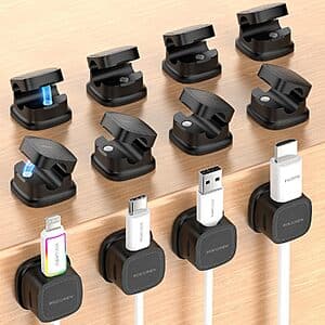 12-Ct Rocoren Magnetic Adhesive Cable Organizer Clips (Black) $5