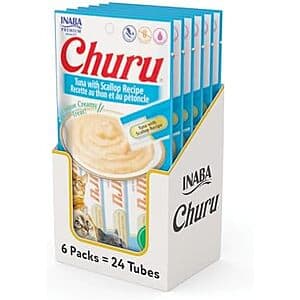 24-Pk 0.5-Oz INABA Churu Cat Treats (Tuna with Scallop Recipe) $10.60 w/ S&S