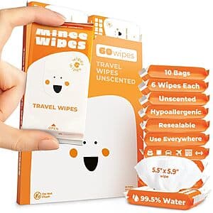 Select Accts:10-Pk 6-Ct Moonies Compact Travel Water Wipes (5.5" x 5.9", Unscented) $5.75 w/ Subscribe & Save