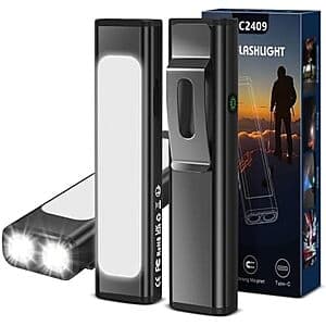 2-Pk Spriak 1200-Lm Flat EDC Rechargeable USB-C LED Flashlight w/ Magnet & Clip $12