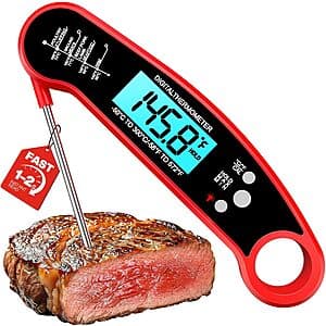 AYMDKI Digital Magnetic Instant Read Food/Meat Thermometer (Red) $4
