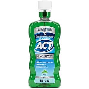 18-fl-oz ACT Anticavity Zero Alcohol Fluoride Mouthwash (Mint) $1.80 w/ Subscribe & Save