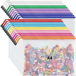 24-Pack JARLINK Zipper Mesh A4 Document Pouch (Various Colors) $12