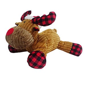 11" Vibrant Life Holiday Moose w/ Santa Hat Plush Dog Toy $1.85
