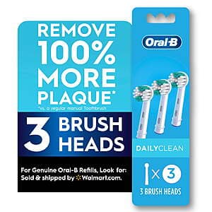 3-Ct Oral-B Daily Clean Replacement Toothbrush Heads $12 + $5 Walmart Cash