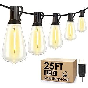 25' Larkvue 10-Bulb LED Outdoor String Lights $10