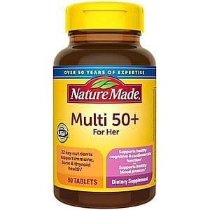 90-Ct Nature Made Multivitamin for Women 50+ No Iron Tablets $3.80 w/ S&S