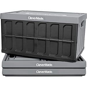 3-Pk 62L CleverMade Collapsible Storage Bin w/ Lids $32