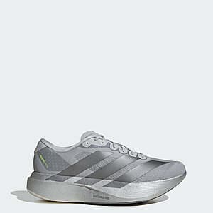 Adidas Men's Adizero Evo SL running shoes in silver metallic and iron metallic colorway with halo silver accents, size 13.