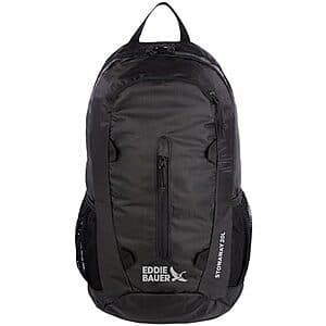 20L Eddie Bauer Stowaway Ripstop Polyester Packable Backpack (Onyx Black) $20