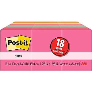18-Pads Post-it Notes Poptimistic Collection (1-3/8" x 1-7/8") $3.30