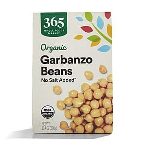 13.4-Oz 365 by Whole Foods Market Organic Unsalted Garbanzo Beans $0.85 w/ Subscribe & Save