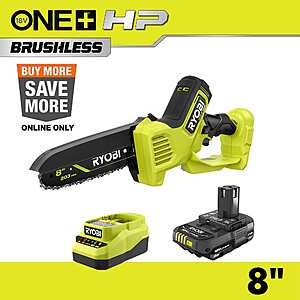 Select Stores: RYOBI ONE+ HP 18V Brushless 8" Pruning Mini Chainsaw Kit $90 (In-Store Purchase Only)