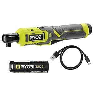 Select Home Depot Stores: 3/8" RYOBI Ratchet Kit w/ 2.0 Ah Battery & USB Cable $33.05 (In-Store Purchase Only)