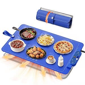 26"x15" FJAU Electric Silicone Food Warming Mat w/ 7 Heat Levels (Blue) $15 & More