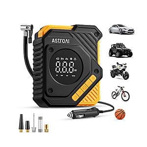 150 PSI AstroAI 12V DC Digital Tire Inflator Air Compressor $13