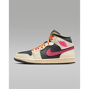 Nike Women's Air Jordan 1 Mid SE Edge Shoes (Pale Ivory/Black/Muslin/Racer Pink) $79.20 + Free S&H